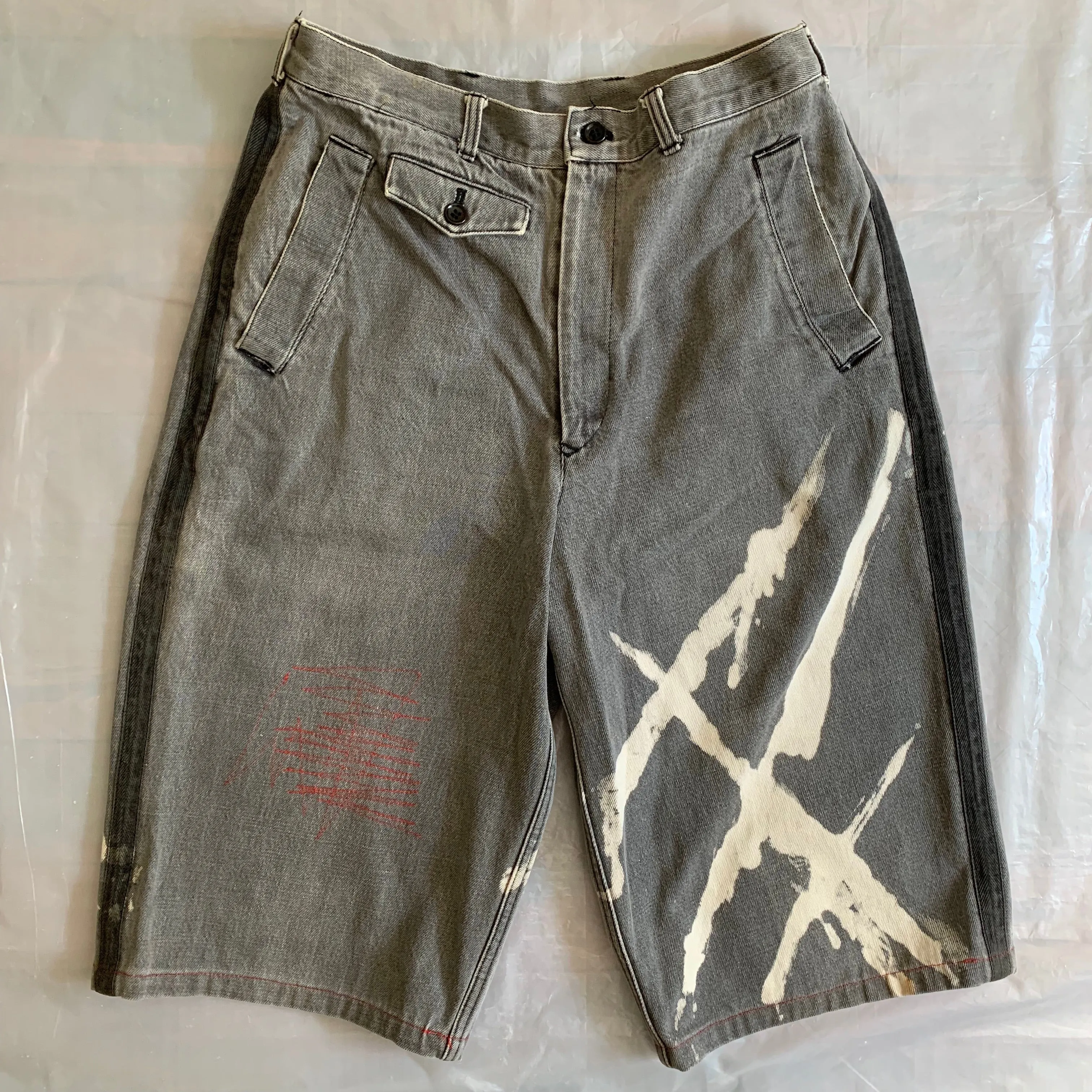 1980s CDGH Bleach Stained Denim Shorts - Size M