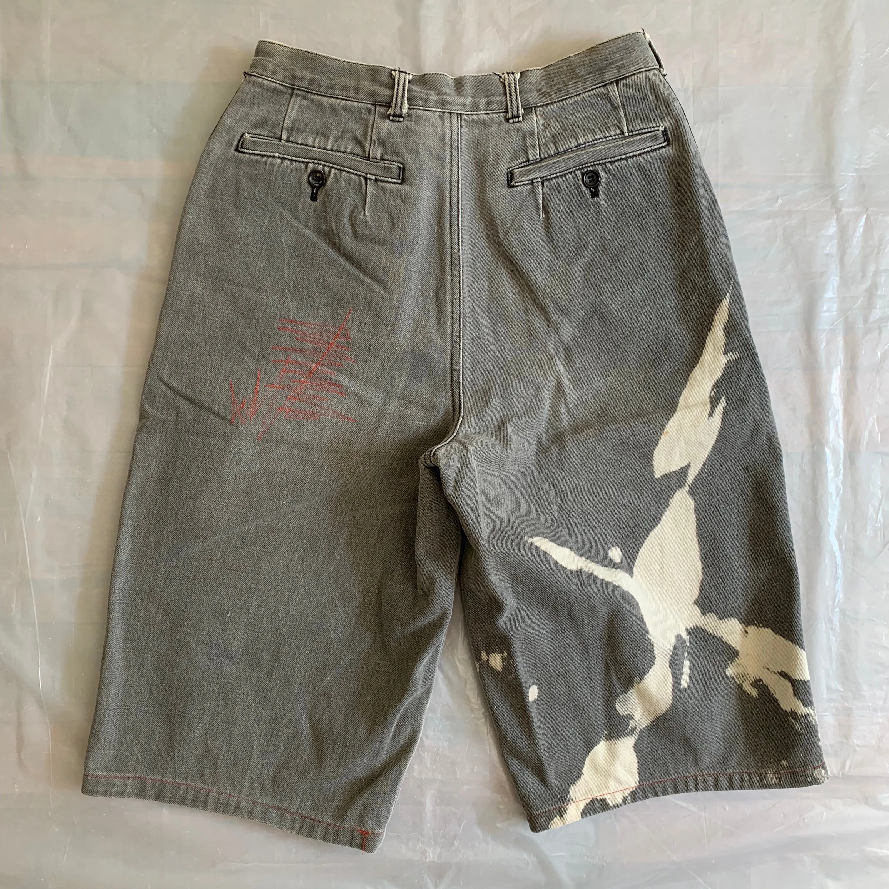 1980s CDGH Bleach Stained Denim Shorts - Size M