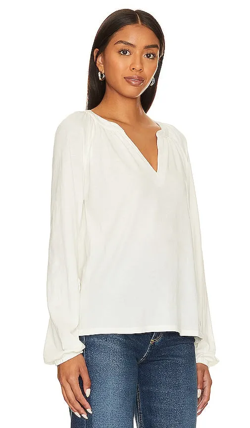Bobi Long Sleeve Blouse Tee in Cream