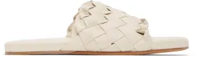 Bottega Veneta Off-White Intrecciato Slides