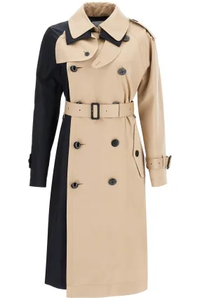 'color block gabardine trench