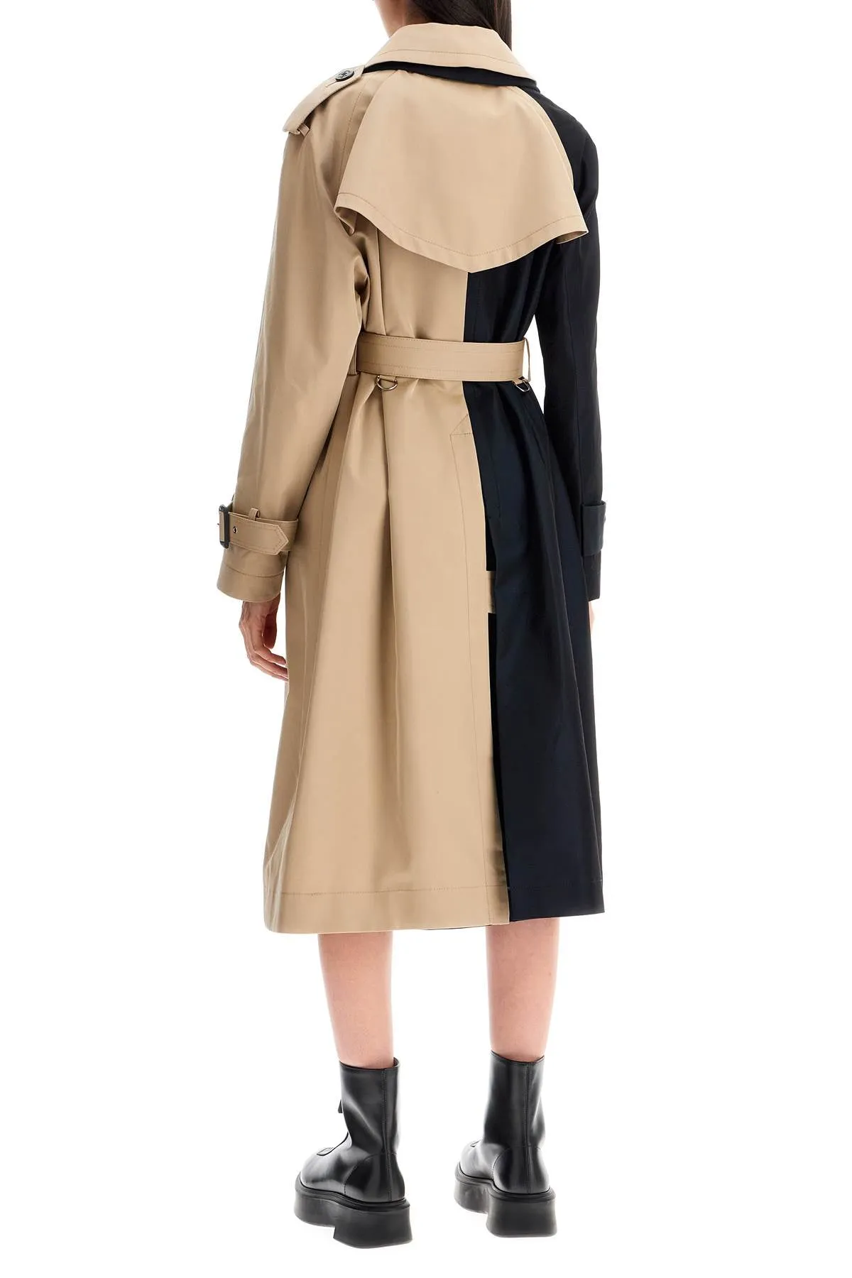 'color block gabardine trench