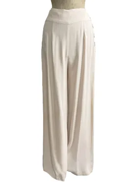 Cream 1940s Style High Waisted Palazzo Pants