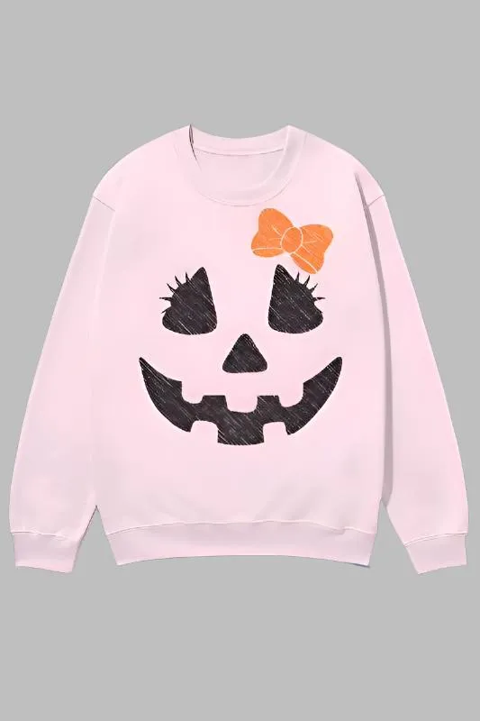 Cute Halloween Jack-O'-Lantern Pullover Oversized Graphic Sweatshirt