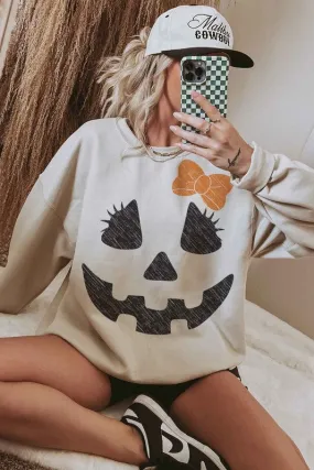 Cute Halloween Jack-O'-Lantern Pullover Oversized Graphic Sweatshirt