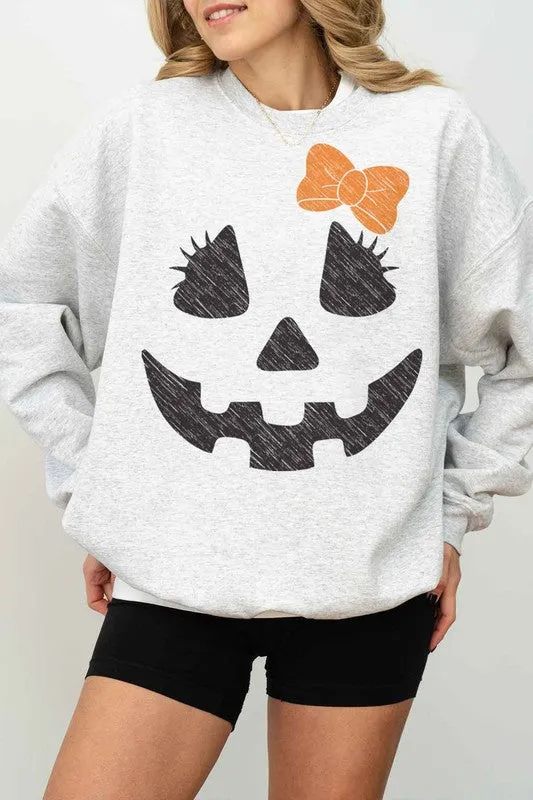 Cute Halloween Jack-O'-Lantern Pullover Oversized Graphic Sweatshirt