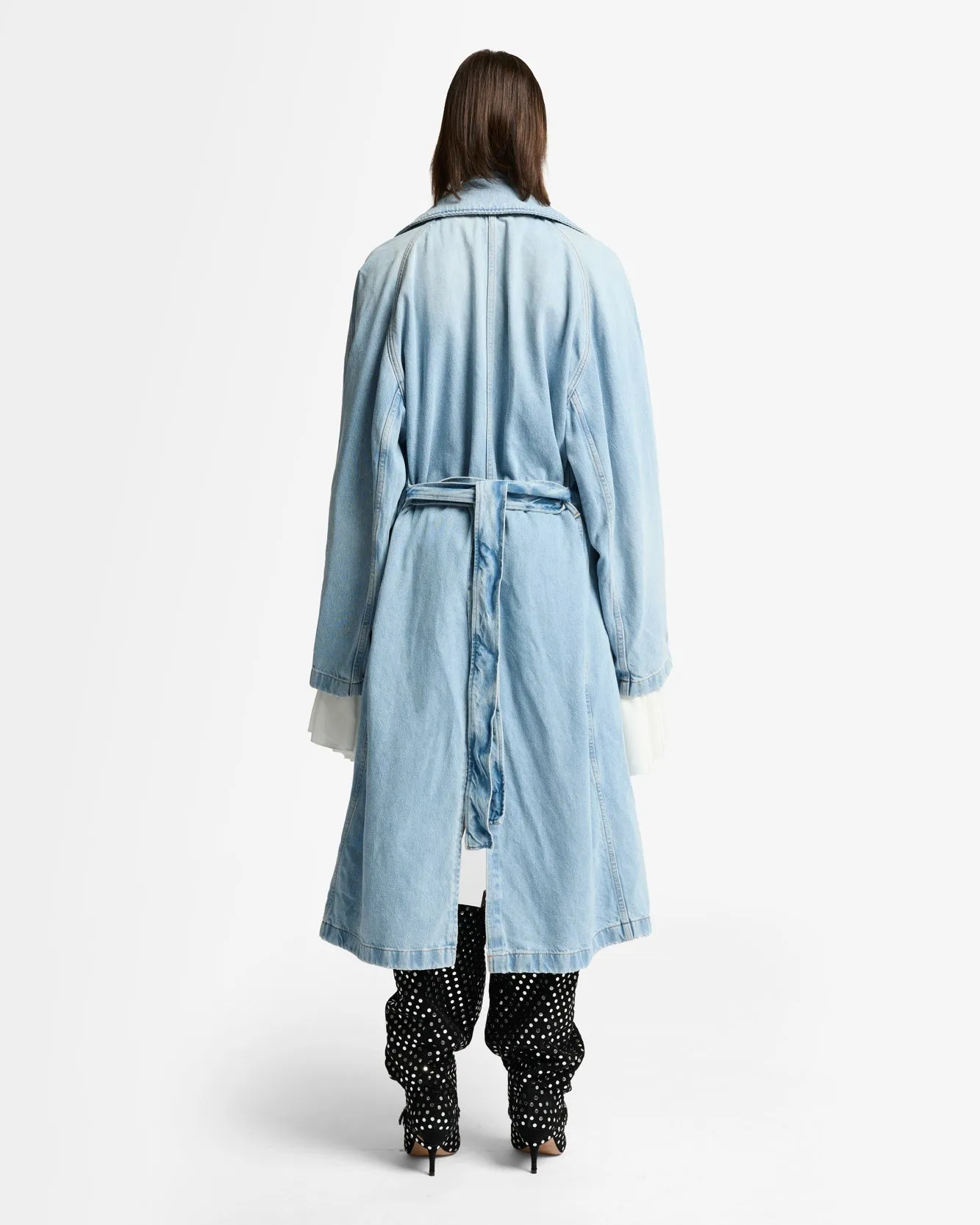 Denim Trench Coat in Bleach
