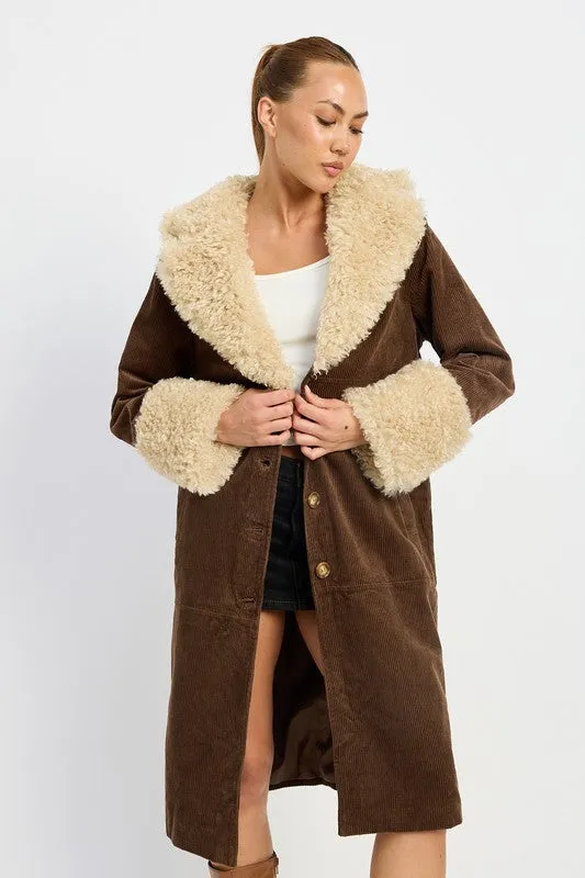 Fur Collar Trench Coat