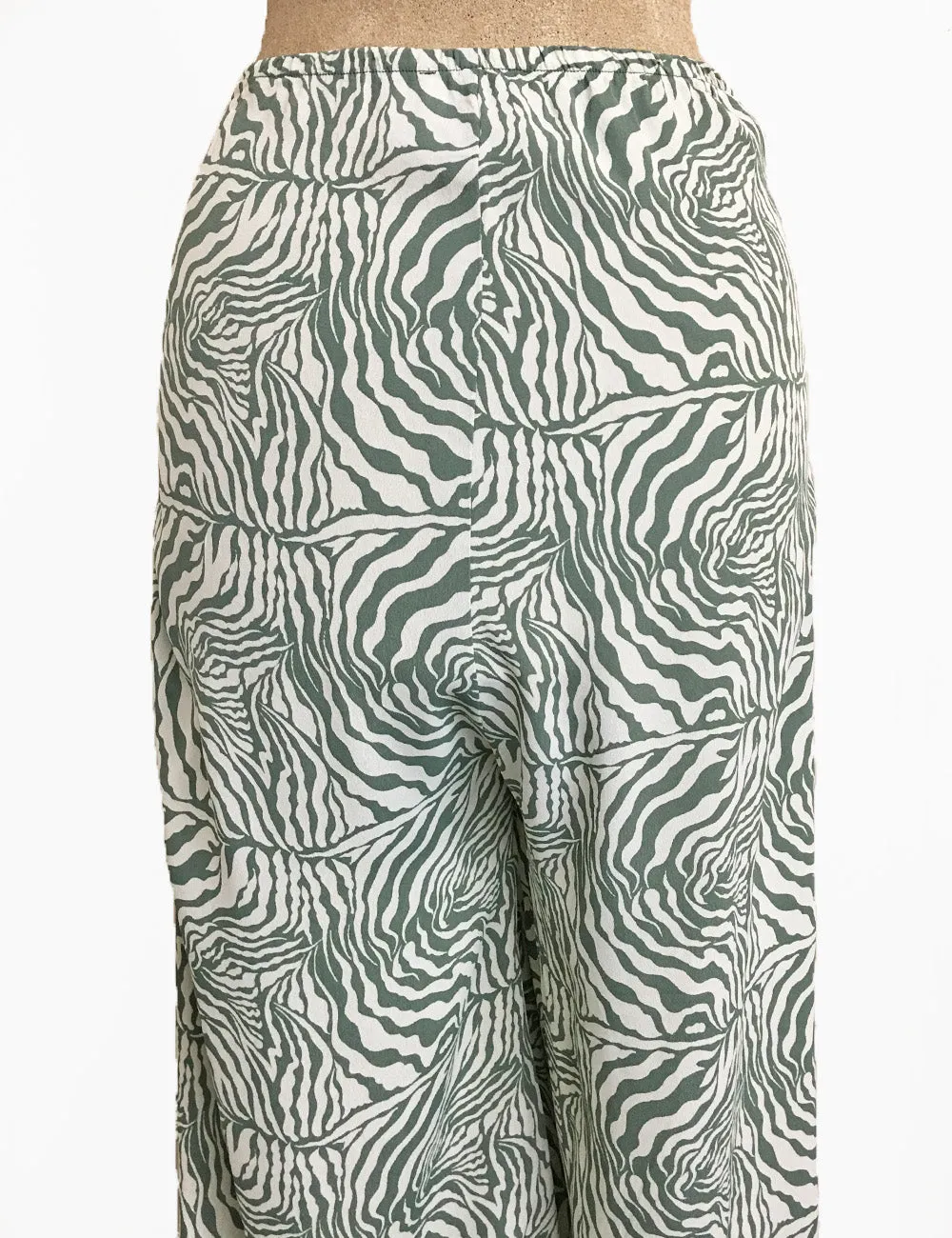 Green Zebra Print Retro High Waisted Palazzo Pants