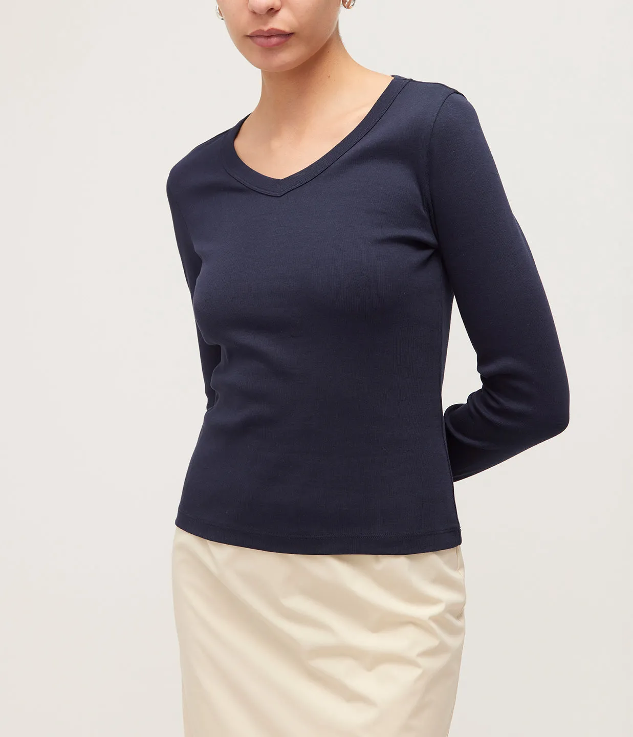 Jill Long Sleeve Tee in Navy