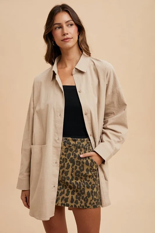 Leopard Print Denim Mini Skirt – High-Waisted Pocketed Jean Skirt