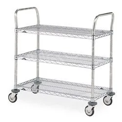 Metro MW701 Utility Cart with 3 Chrome Wire Shelves, 18" x 24"