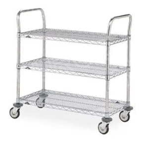 Metro MW701 Utility Cart with 3 Chrome Wire Shelves, 18" x 24"