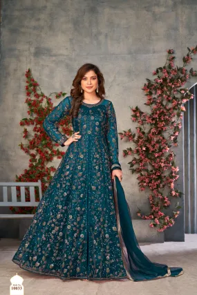 Morpich Soft Net Silk Heavy Embroidered Palazzo Suit