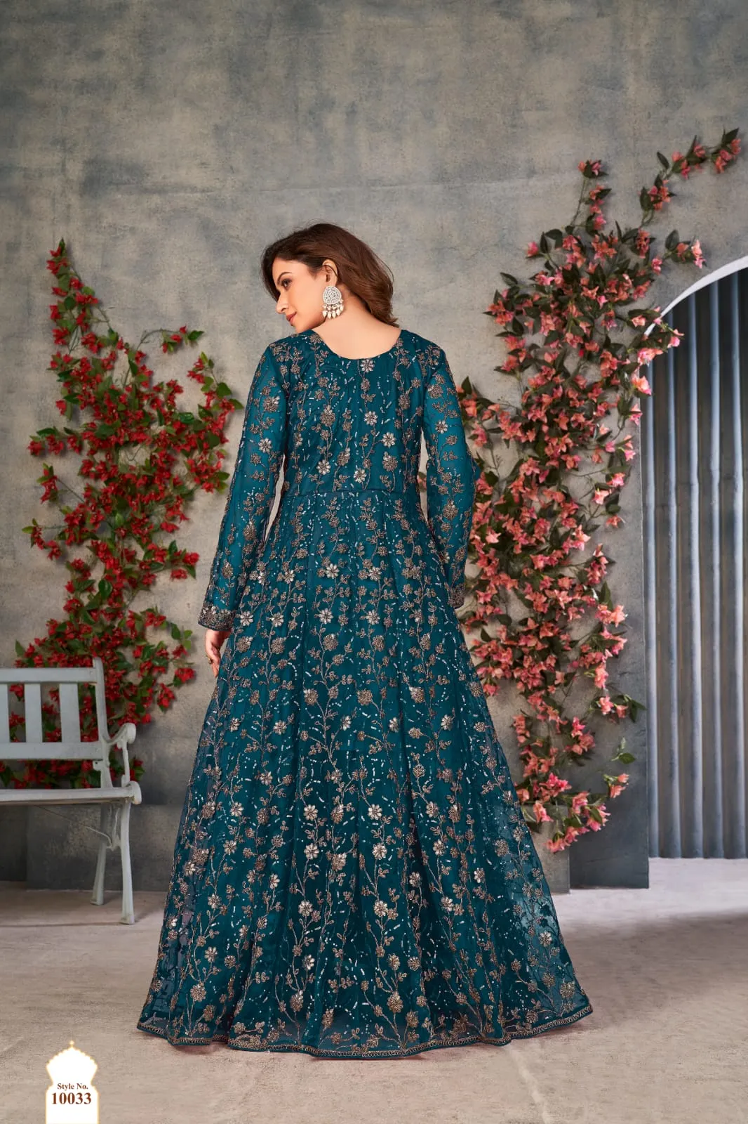 Morpich Soft Net Silk Heavy Embroidered Palazzo Suit