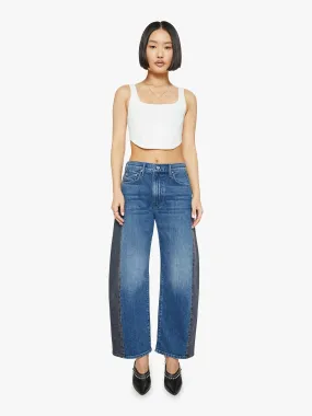 MOTHER DENIM LIL HALF PIPE FLOOD IN BLACK AND BLUE