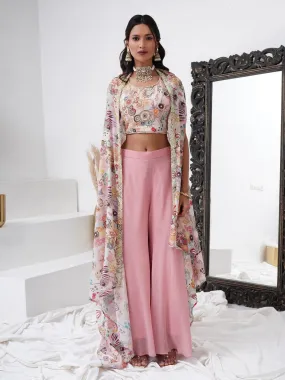 Pink Designer Readymade Palazzo Suit with Printed Dupatta