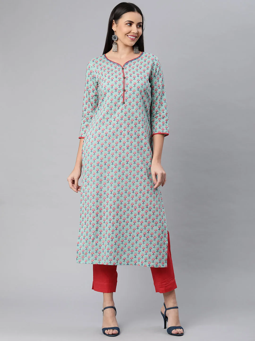 Printed Straight Kurta with pants.