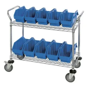 Quantum WRC2-1836-1265 Bin Cart with 2 Wire Shelves, 36" x 18" x 37.5"