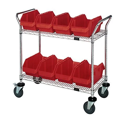 Quantum WRC2-1836-1285 Bin Cart with 2 Wire Shelves, 36" x 18" x 37.5"