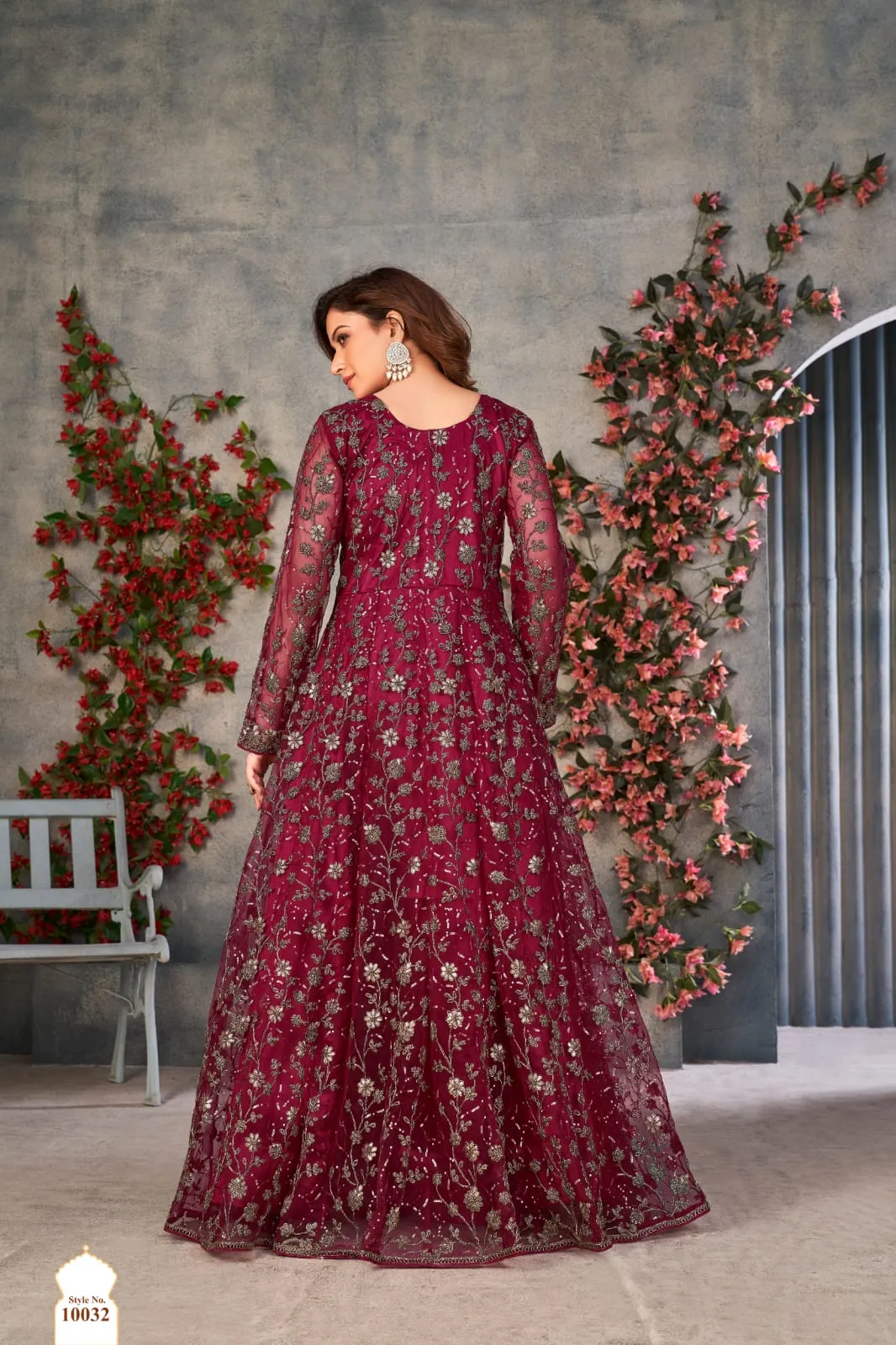 Red Soft Net Silk Heavy Embroidered Palazzo Suit