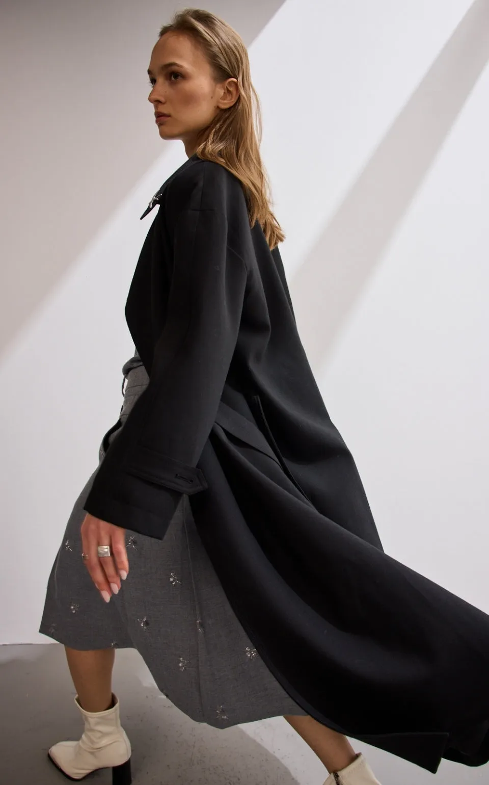 Silver Buckle Trench Coat