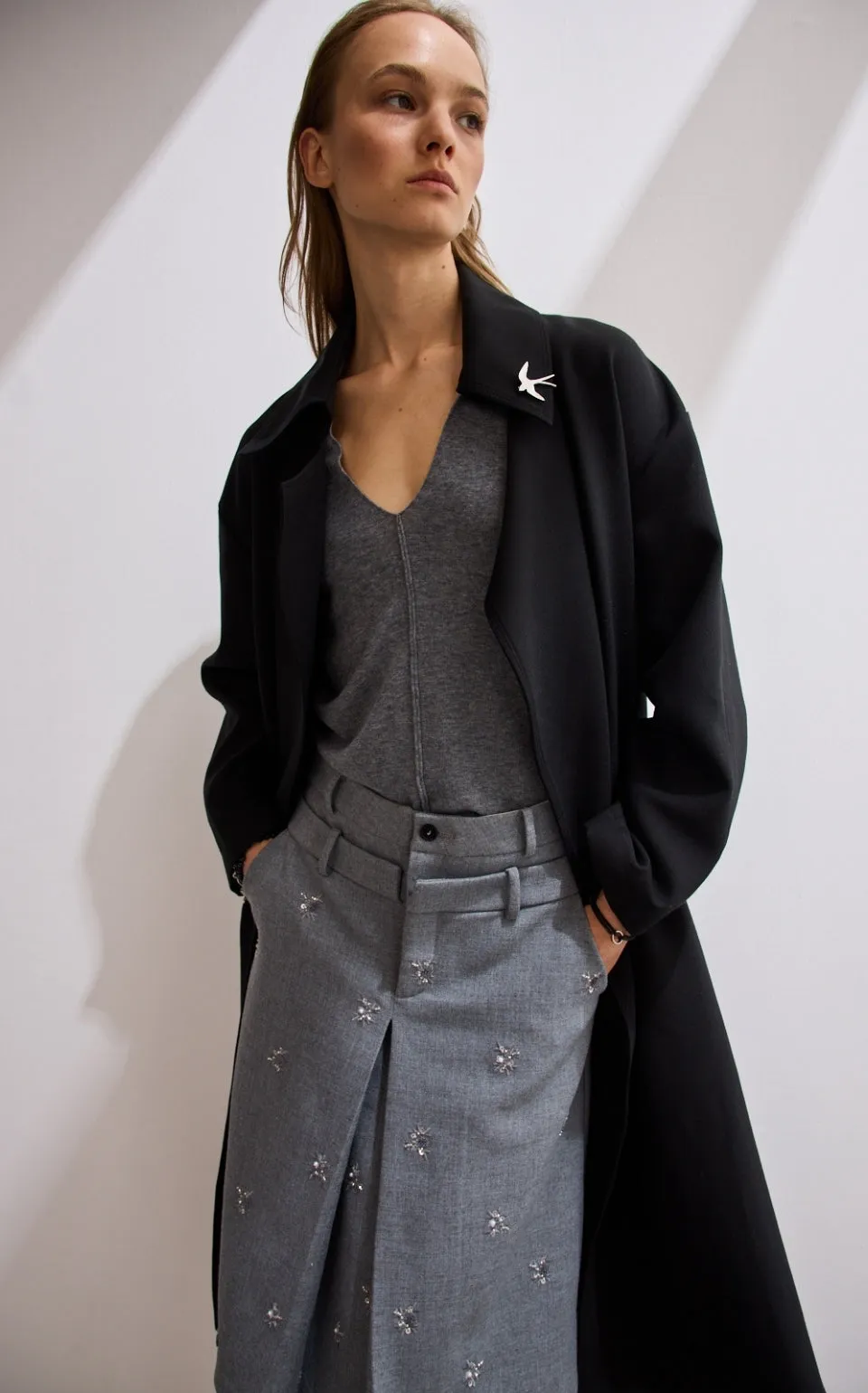 Silver Buckle Trench Coat