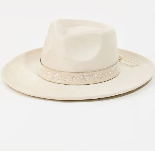 Suede Fedora Hat With Leather Belt