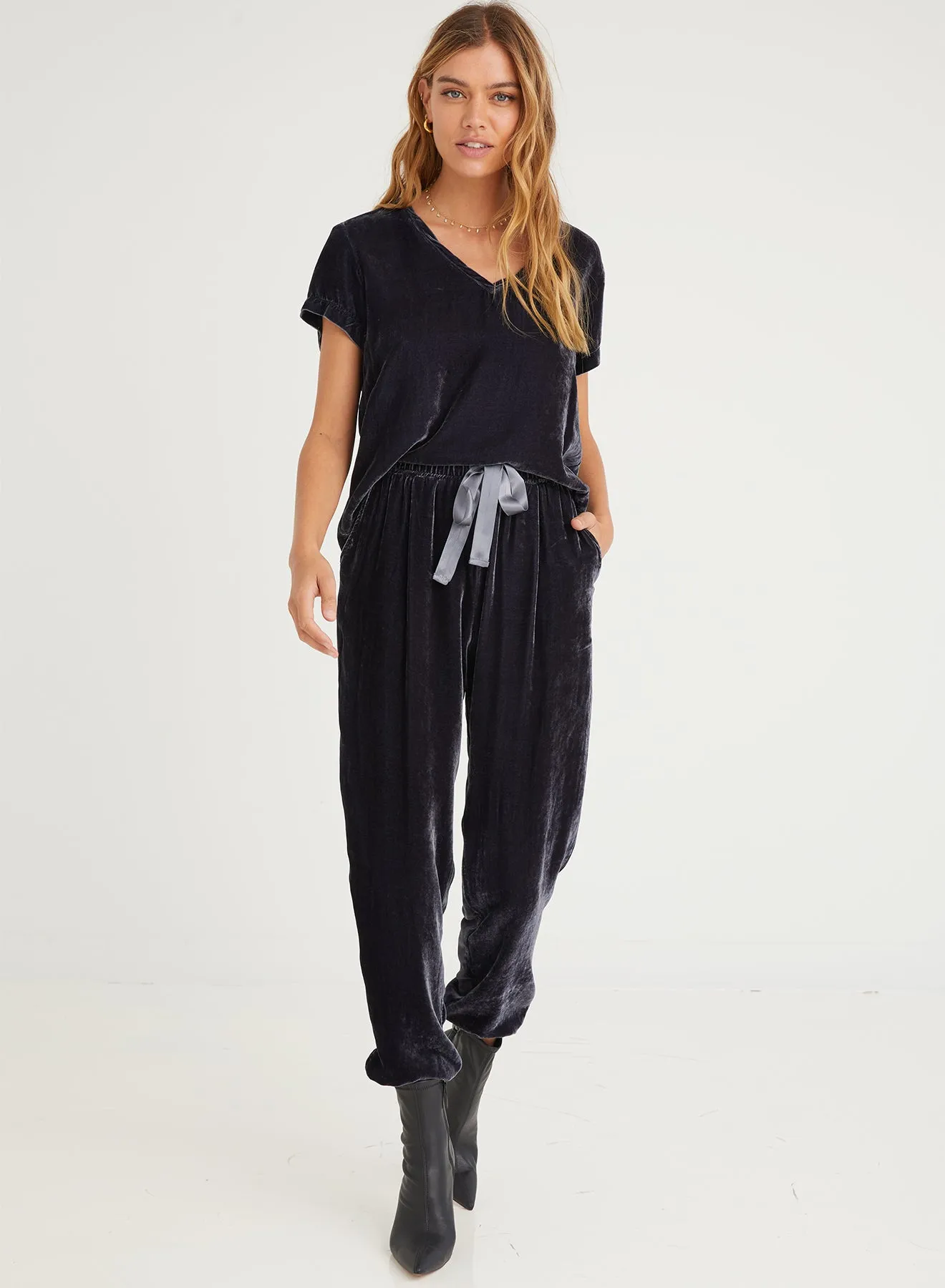 Velvet Short Sleeve Top