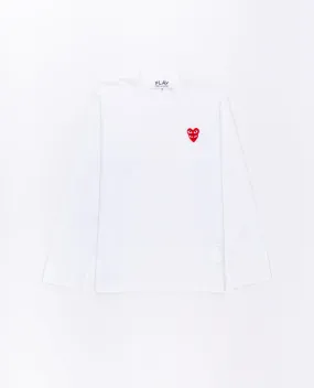White Long Sleeve Red Heart Tee