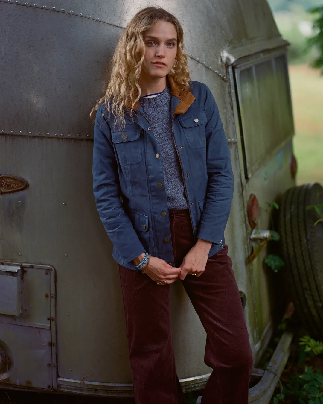 Women’s Aberdeen Jacket in Navy Waxed Canvas