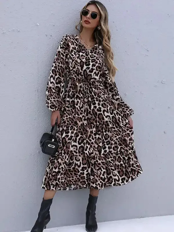 Women’s long -sleeved casual fashion versatile dress